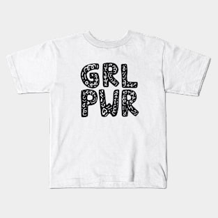 GRL PWR Girl Power Typography Art Kids T-Shirt